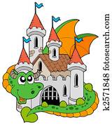 Dragon with old castle Dragon with old castle