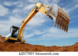 Excavator loader in sandpit