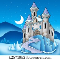 Frozen castle in winter landscape Frozen castle in winter landscape