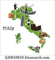 map of Italy with typical features map of Italy with typical features