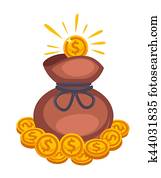 Money bag vector icon. Isolated on white