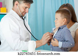 Pediatrist examinate patient with stethoscope