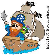 Pirate sailing on ship Pirate sailing on ship