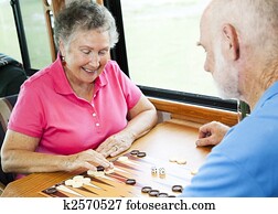 RV Seniors Play Board Game RV Seniors Play Board Game