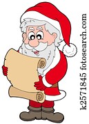 santa claus, lezende, perkament