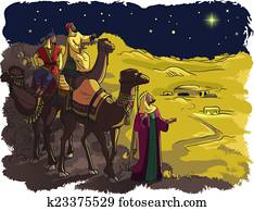 trois hommes sages, suivre, les, étoile