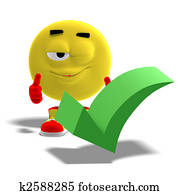 התקרר, ו, מצחיק, אמוטיכון, אומר, כן, ל, a, checkmark