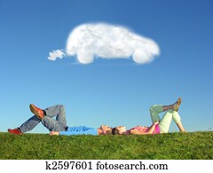 couple and cloud dream car