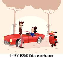 Couple meeting in park.eps