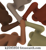 Diverse People Joining Hands - From Below