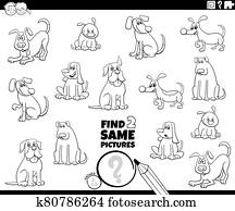 find two same dogs picture color book page find two same dogs picture color book page
