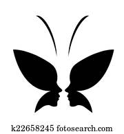 gesicht, von, a, dame, und, butterfly-, logo gesicht, von, a, dame, und, butterfly-, logo