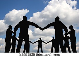 people circle group on cloud sky