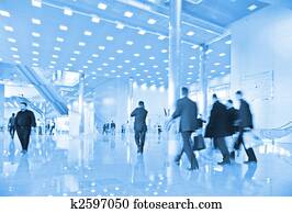 people in business center