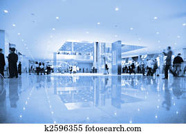 people in hall of business center