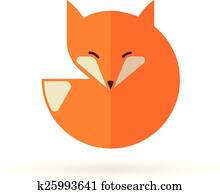 raposa, ícone, ilustração, e, elemento