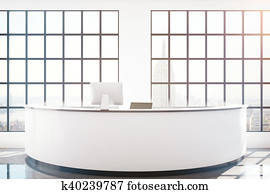 Reception desk with NY view Reception desk with NY view