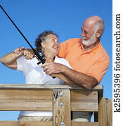 Senior Couple Fishing Together