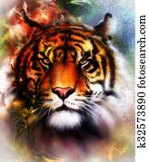 tiger collage on color abstract background and mandala with ornamet , wildlife animals. tiger collage on color abstract background and mandala with ornamet , wildlife animals.