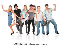 dancing people group isolated on white