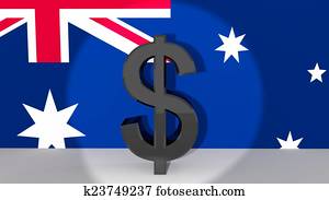 dollar australien, dans, projecteur