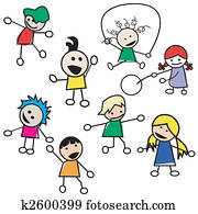 enfants jouer, silhouettes