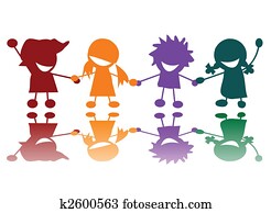 heureux, enfants, dans, couleurs