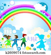 Kids and rainbow Kids and rainbow