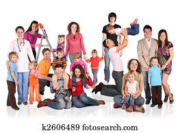 many families with children group isolated collage