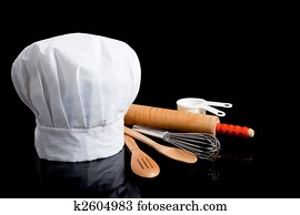 toque with cooking utensils toque with cooking utensils