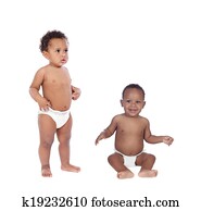 två, afrikansk, barnen