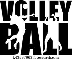 Volleyball word with cutout Volleyball word with cutout
