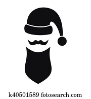 サンタの 帽子 口ひげ そして ひげ 単純である スタイル クリップアート K Fotosearch