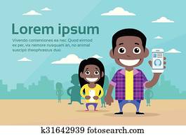 Casual Man and Woman Cartoon Couple African American Race