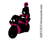 Female Sports Biker Illustration Silhouette Female Sports Biker Illustration Silhouette
