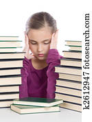 imádnivaló, leány, összpontosított, noha, sok, előjegyez