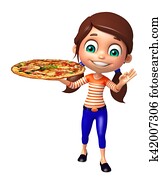 kid girl with Pizza kid girl with Pizza