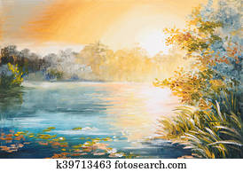 painting - sunset on the lake painting - sunset on the lake