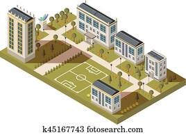 Student Quarter Isometric Landscape Student Quarter Isometric Landscape