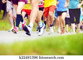 Unidentified marathon racers running Unidentified marathon racers running