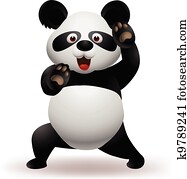 vektor, illustration, av, rolig, panda