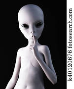 3D rendering of an alien hushing. 3D rendering of an alien hushing.