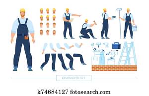 Construction Worker Character Constructor Vector Construction Worker Character Constructor Vector