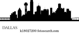dallas, mesto skyline, tieňový obraz, background