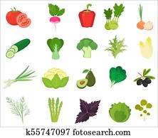 Fresh Vegetables and Herbs color flat icons. Fresh Vegetables and Herbs color flat icons.
