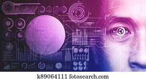 Future security data by biometrics eye scanning.