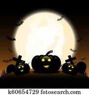 Halloween pumpkins under the moonlight