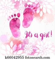 It's a girl - floral background It's a girl - floral background