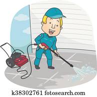 Man Cleaning Pressure Washer Man Cleaning Pressure Washer