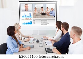 mitarbeitergruppe, beachten, videokonferenz